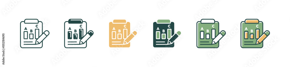 Aufkleber school exam score clipboard with pencil icon set business statistic chart bar presentation test resu