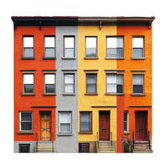 Obraz premium . Row house with a uniform facade and shared walls. isolated on transparency background