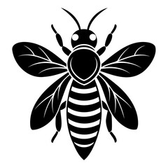 Bee Black silhouette vector illustration isolated on a transparent background