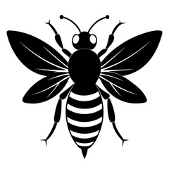 Bee Black silhouette vector illustration isolated on a transparent background