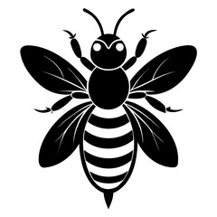 Bee Black silhouette vector illustration isolated on a transparent background