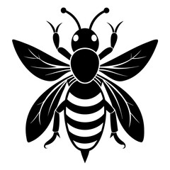 Bee Black silhouette vector illustration isolated on a transparent background