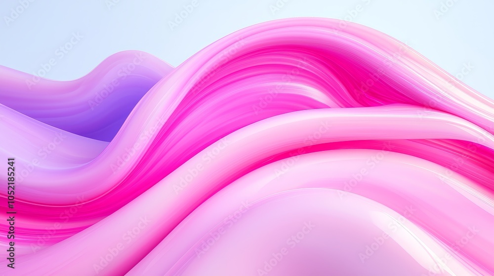 Poster exploring the fluidity and elegance of abstract waves in soft pink and purple hues a journey through