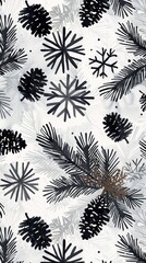 Naklejka premium winter background black and white illustration.