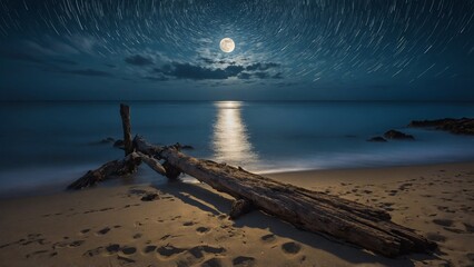 Whispers of the Gentle Breeze Across the Moonlit Shoreline.