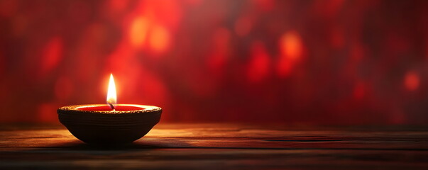 Traditional indian burning lamp and orange flowers. Ethnic decorations for Indian festival of lights Diwali and Pongal. Ugadi, Gudi Padwa. Hindu New Year. Religion concept with copy space