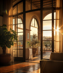 Sunlit Terrace Lounge with Elegant Decor