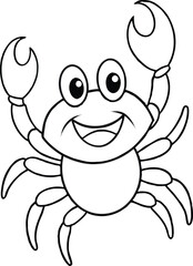 Obraz premium Cute Cartoon Crab Illustration Coloring Page