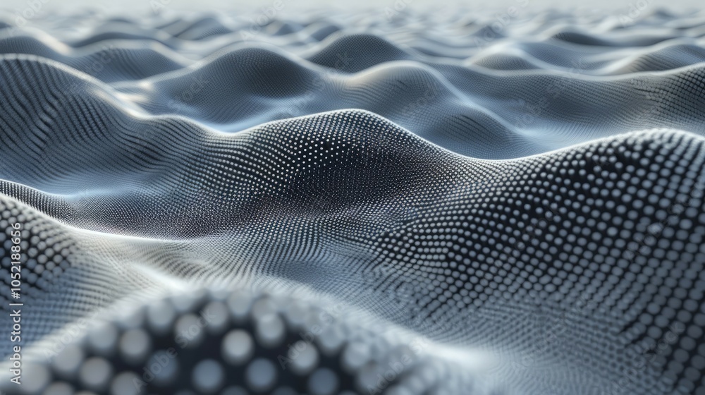 Aufkleber digital wave pattern. abstract grayscale texture; flowing, undulating digital landscape evokes feeli