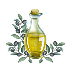  watercolor olive on tree branch isolated on white background, olive , illustration, graphic logo, olive design, design art