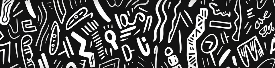 Obraz premium black and white doodle background.