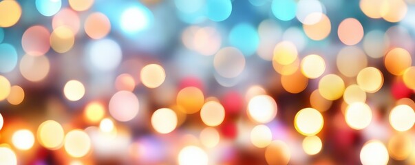 A vibrant, blurred background filled with colorful bokeh lights. Perfect for evoking a festive or joyful atmosphere in visual compositions.