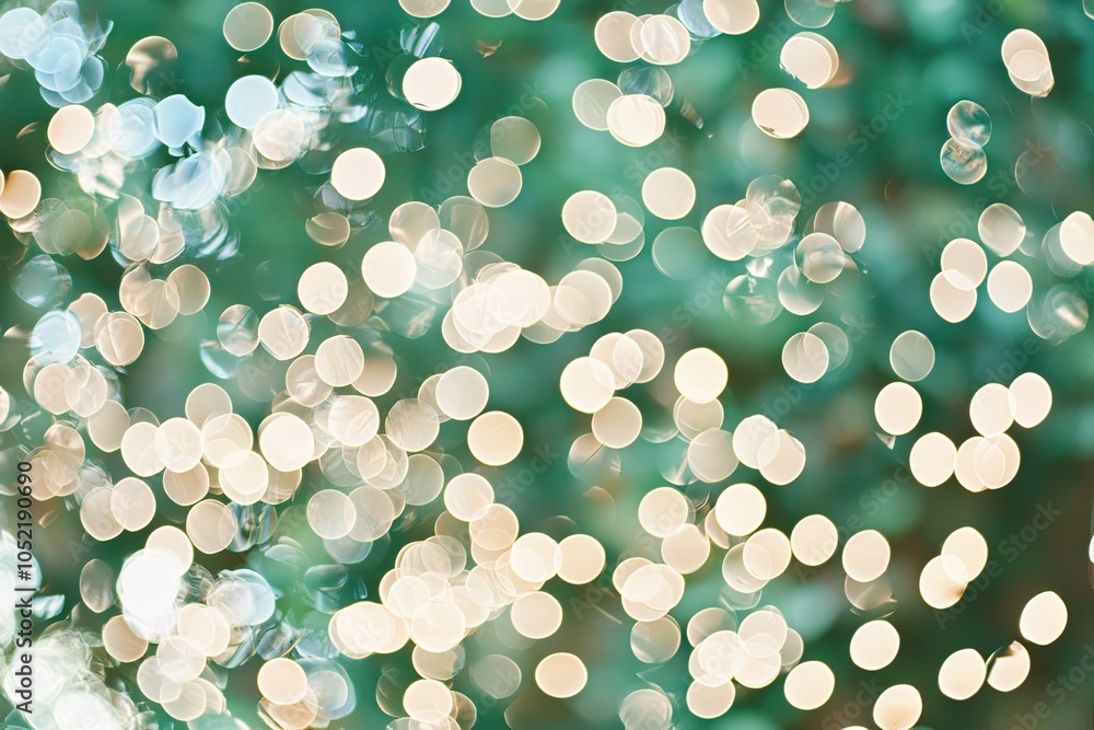 Poster abstract bokeh light background with soft green and gold colors.