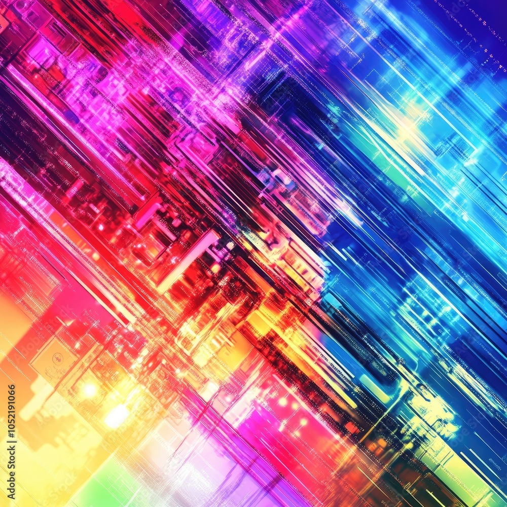 Poster colorful abstract digital background with layered patterns.