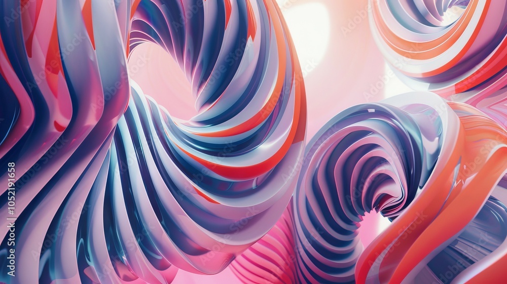 Poster abstract pink blue swirls. dynamic pink and blue abstract forms create a mesmerizing vortex, symboli