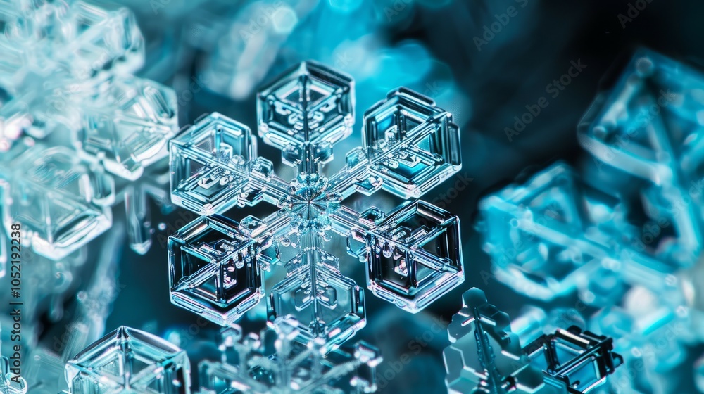 Aufkleber ice crystal snowflake macro. stunning macro photograph of a snowflake, symbolizing winter's unique b