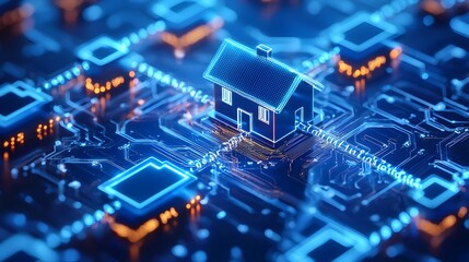 Obraz premium Blockchain Powered Real Estate Transactions with Smart Contracts and Digital Keys