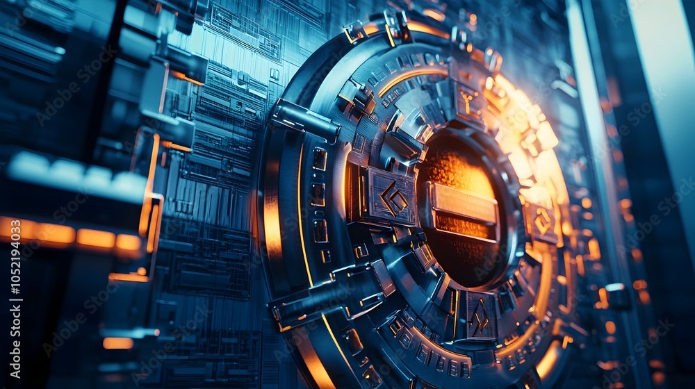 Poster secure digital vault storing sensitive cybersecurity information with multiple layers of defense
