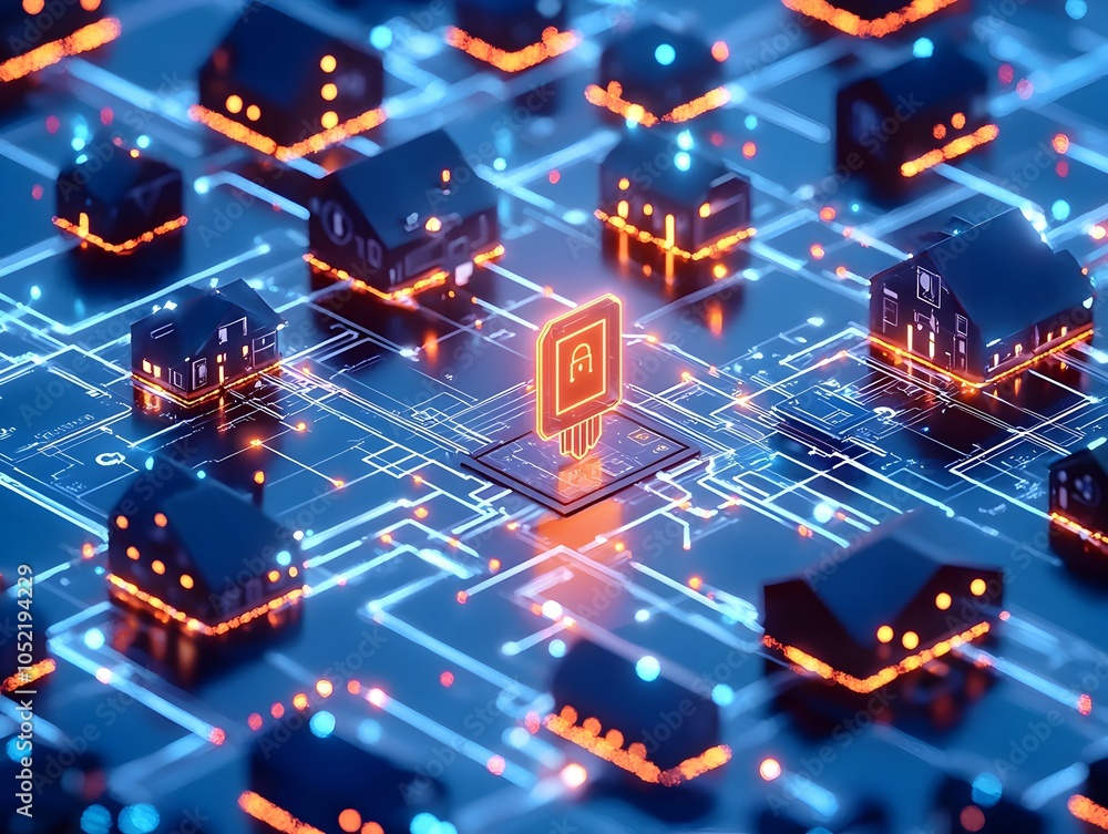 Poster secure digital network of connected smart devices in a home with centralized cybersecurity system
