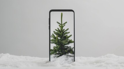 christmas tree on mobile phone screen.