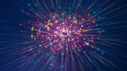 Colorful light burst. Vivid rays explode outwards, symbolizing energy, innovation, and limitless potential.  A vibrant, dynamic image.