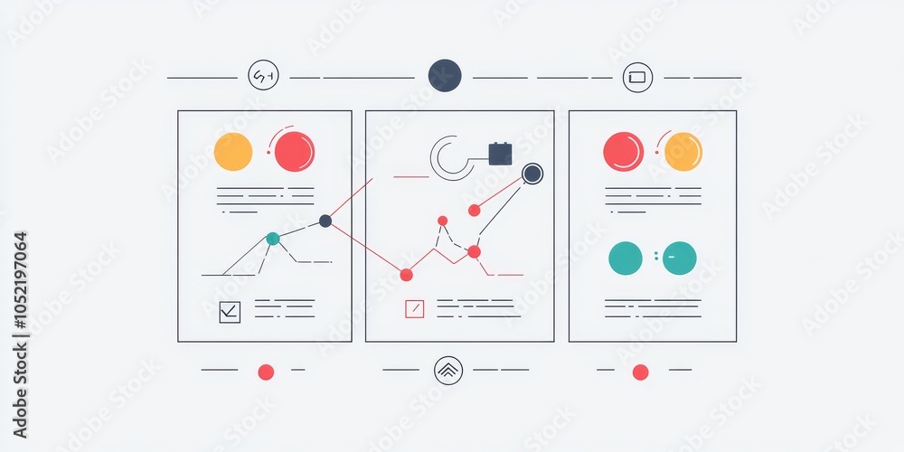 Poster a vector template with three steps, each illustrated with line icons. it's perfect for creating diag