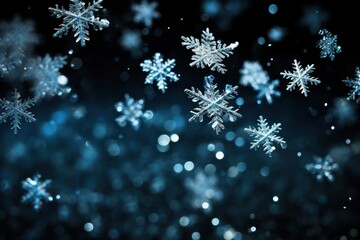 Fototapeta premium Snowflakes backgrounds black background illuminated.