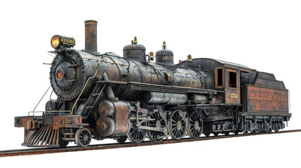 Naklejka premium an ancient train moving forward isolated transparent background