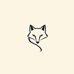 Obraz premium Minimalist fox illustration featuring a sleek design on a neutral background, highlighting animal artistry and creative expression
