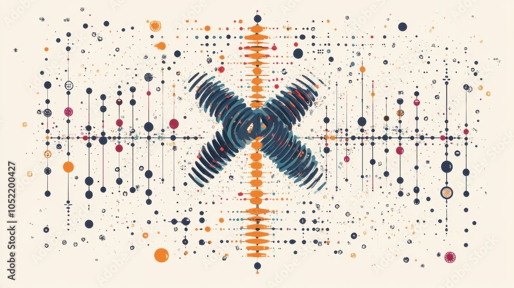 Poster a vibrant abstract representation of sound waves and energy patterns in a dynamic cosmic dance, show