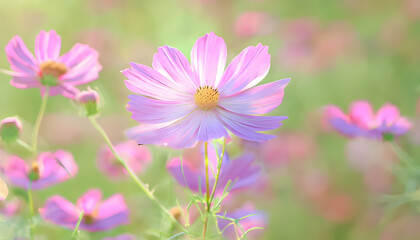 Fototapeta premium pink cosmos flowers, generative ai 