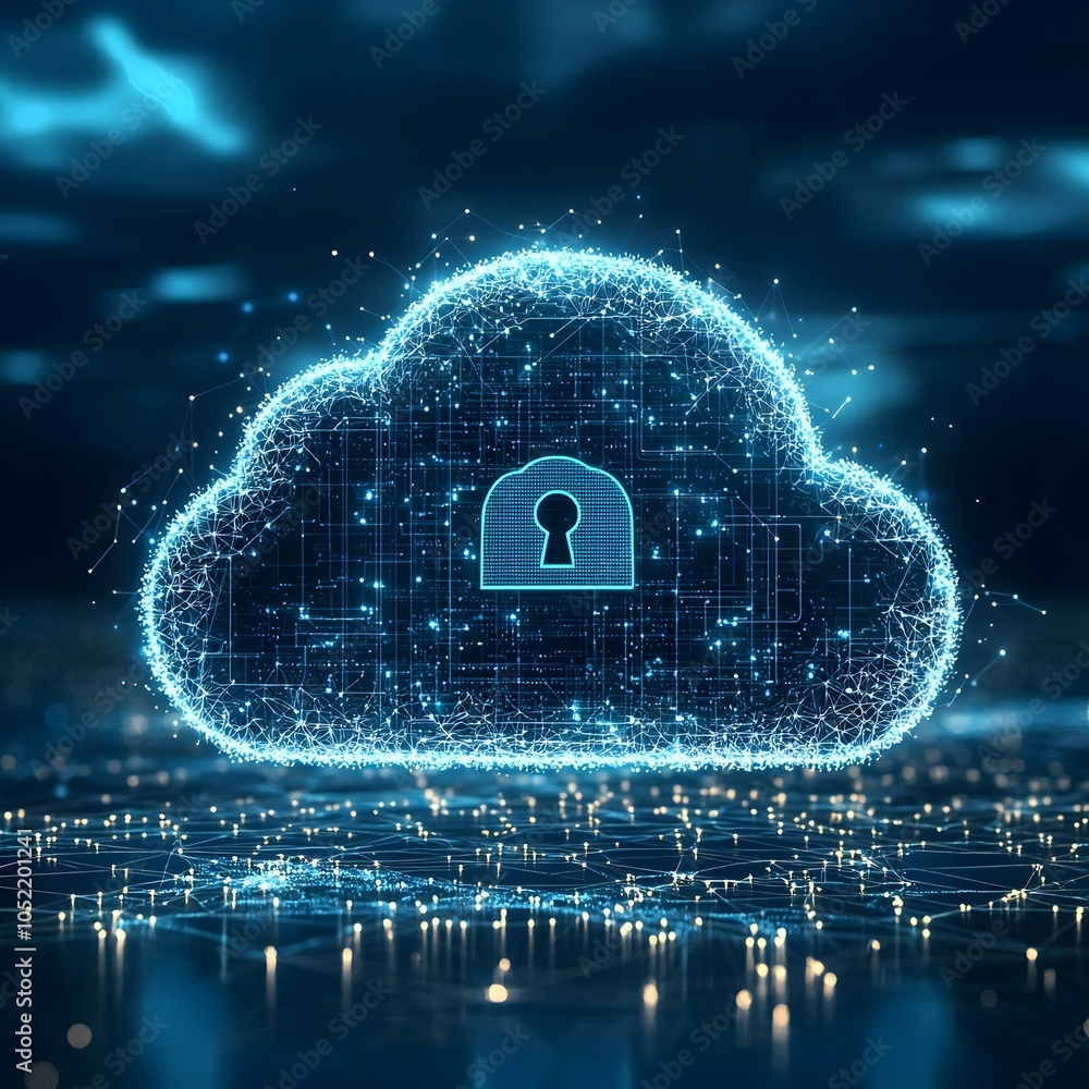 Aufkleber fortified cloud symbolizing secure cloud computing and cybersecurity