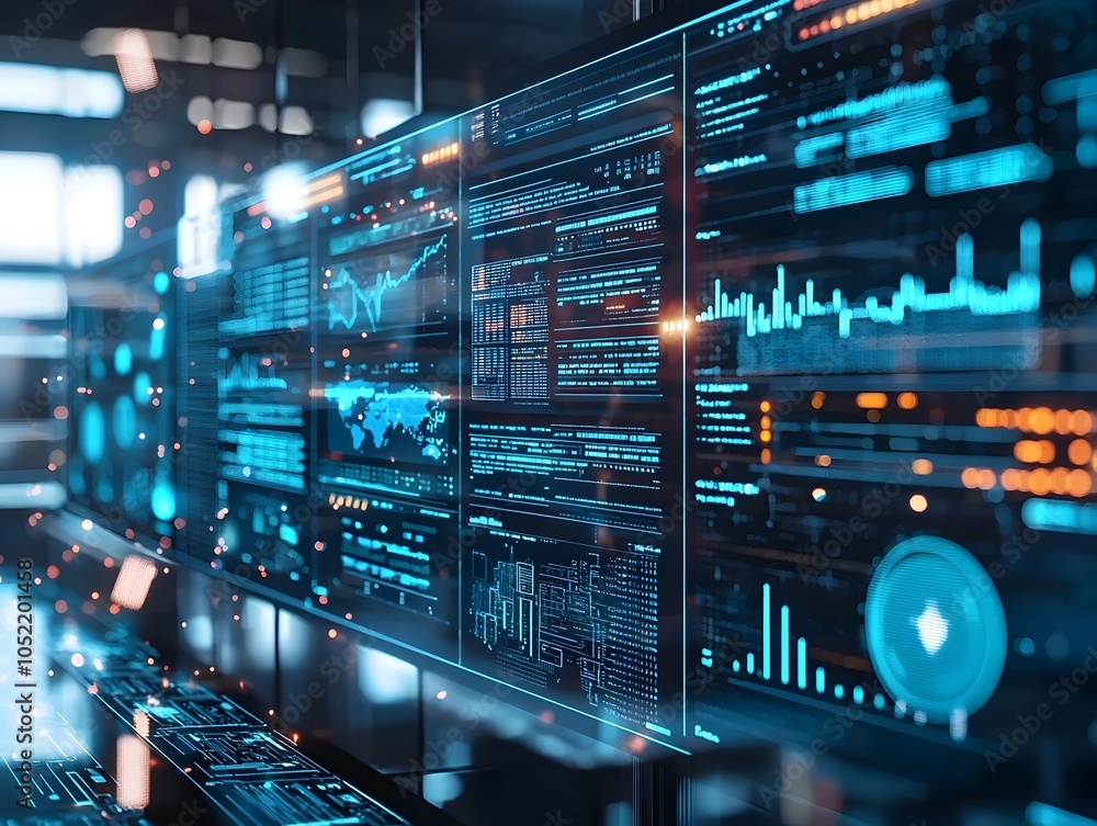 Poster cybersecurity command center monitoring real time digital threats and vulnerabilities