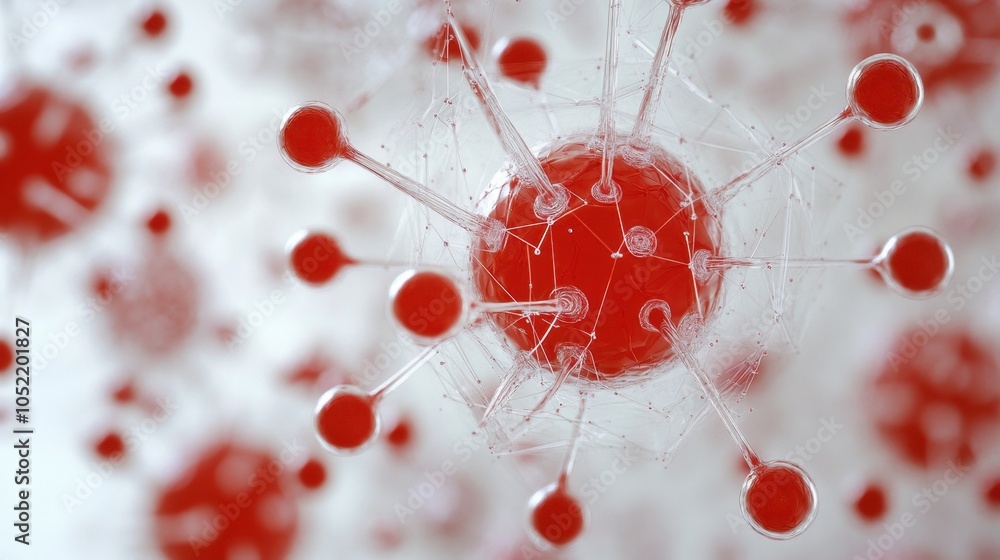 Aufkleber vivid representation of microscopic red viruses floating in a bright laboratory environment under so