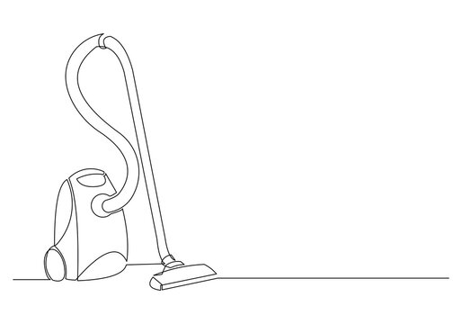 recommend clip art: Continuous single line sketch drawing of vacuum cleaner electric household appliance one line editable stroke vector illustration