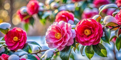 Winter Blooms: Stunning Camellia Flowers in Product Photography