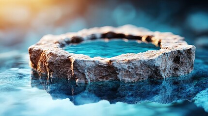Fototapeta premium Stone Pool with Blue Water Nature Fantasy Background Abstract