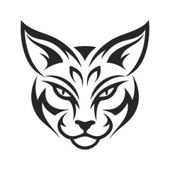 Tribal Cat Face Silhouette Vector for Bold Logo and Tattoo Designs.