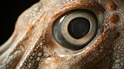 Close-up of the eyes and tentacles of a giant squid, giving an insight into its fascinating anatomy