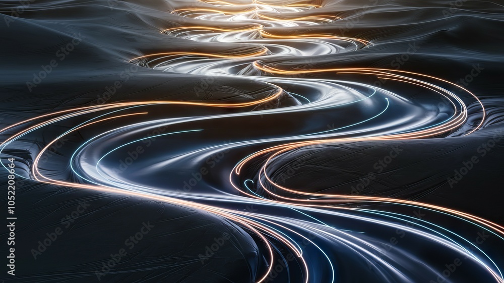 Aufkleber abstract light trails flow. glowing streams converge, symbolizing connection and progress. a journey