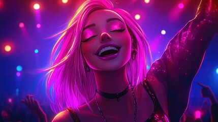 Fototapeta premium Smiling Woman at a Concert