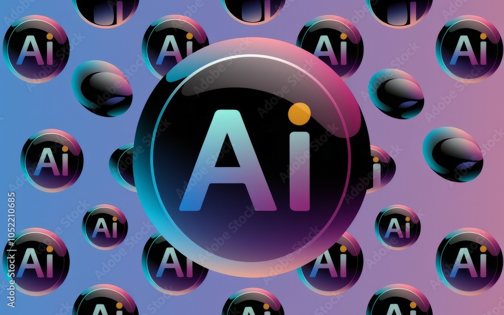 Aufkleber ai bubbles design pattern. abstract ai logo pattern. represents technological innovation and digital