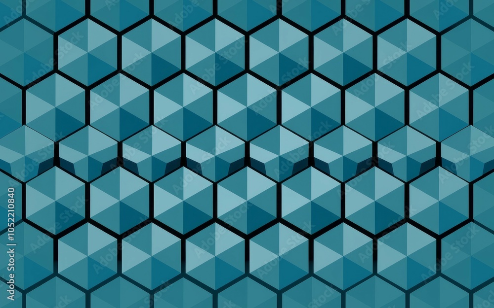 Poster teal hexagon pattern design. abstract geometric backdrop featuring a teal hexagon mosaic. evokes fee