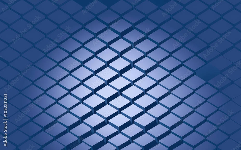Aufkleber blue cube grid pattern. abstract isometric cube design. represents structure, order, and modern tech