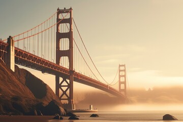 Fototapeta premium Aesthetic sunlight bridge architecture.