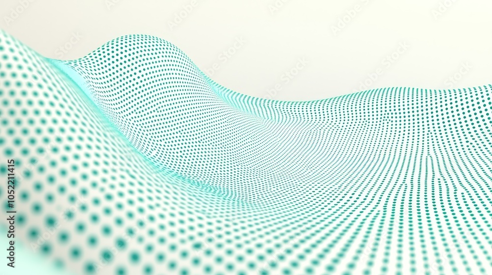 Poster exploring the fluid dynamics of dotted patterns in a modern abstract design setting with gentle curv