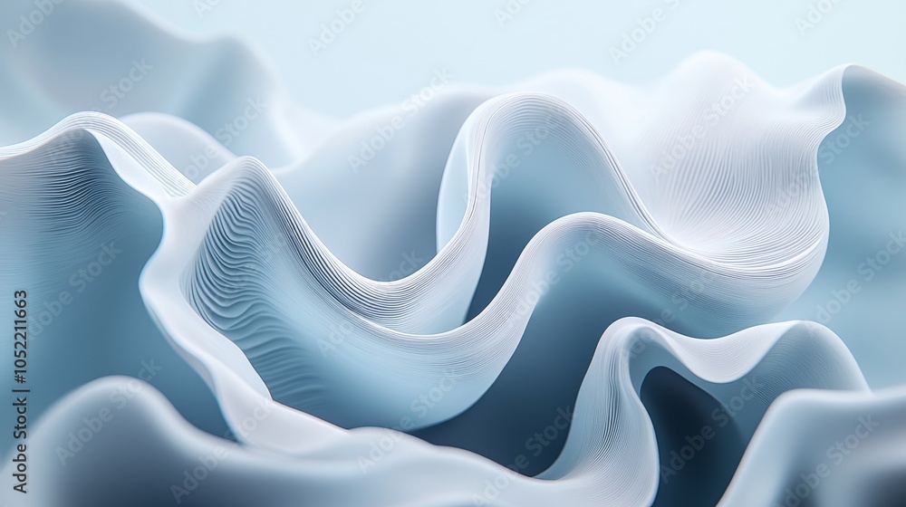 Poster ethereal fluidity captivating waves of soft blue textures in an abstract landscape of motion and ser
