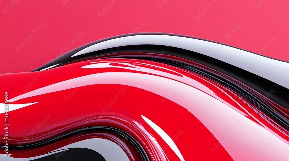 Poster dynamic flow of colors an artistic representation of red black and glossy curves on a vibrant backgr