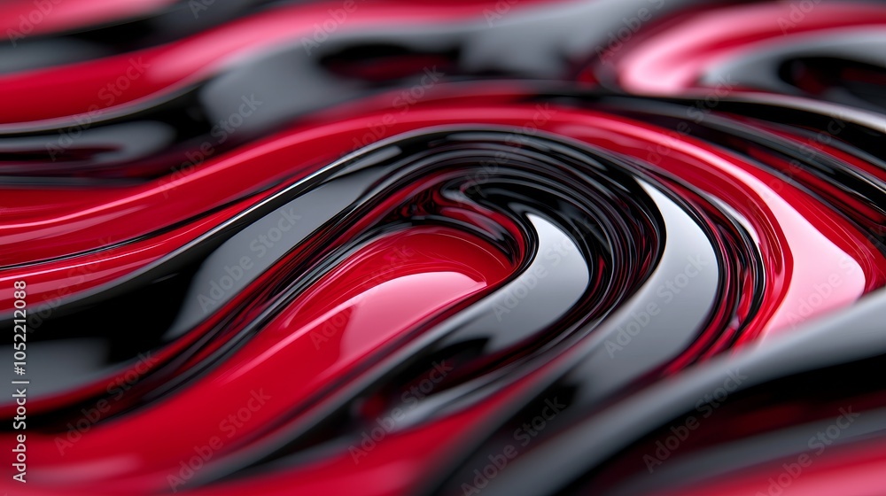 Aufkleber dynamic curves of black and red an abstract exploration of fluid form and texture in modern design a