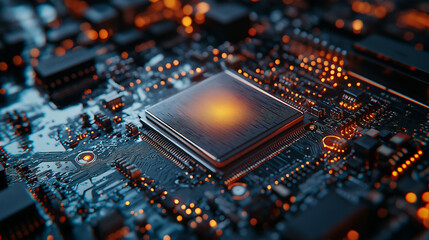 Fototapeta premium A board placed on top of a computer motherboard AI